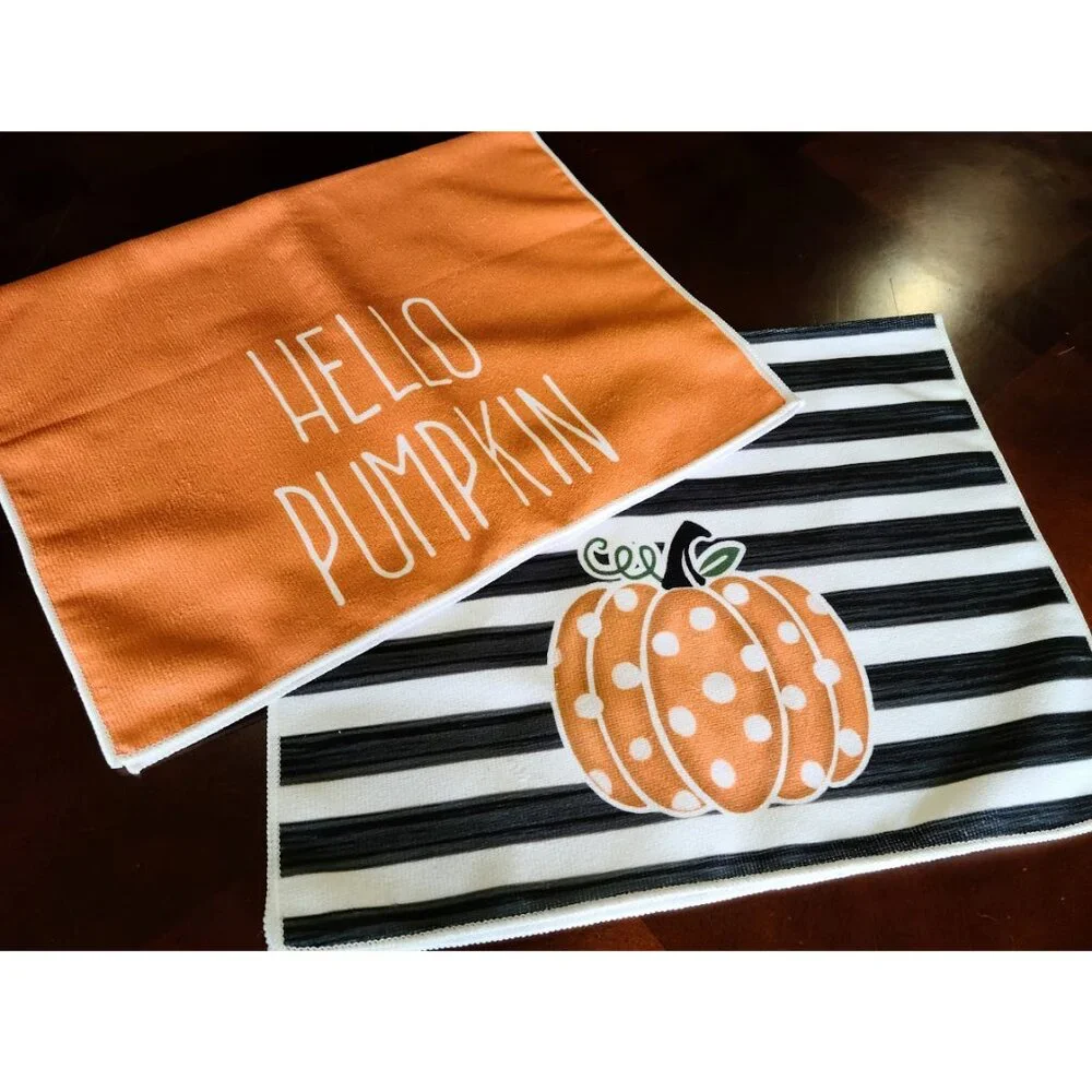 Pumpkin Kitchen Towels Set Fall Decor Thanksgiving Halloween Holiday Decoration
